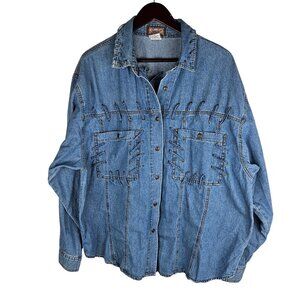 Seruchi Vintage 80's Denim Lace-Up Jacket Womens Size 24 Western Cowgirl,
